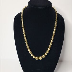 Vintage signed graduated gold Ball beaded necklace